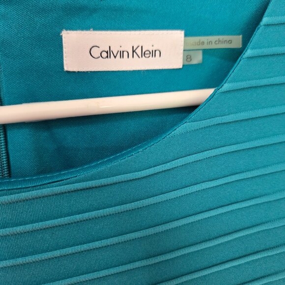 Calvin Klein Teal Sleeveless Sheath Dress Size 8 [B] - Picture 4 of 6